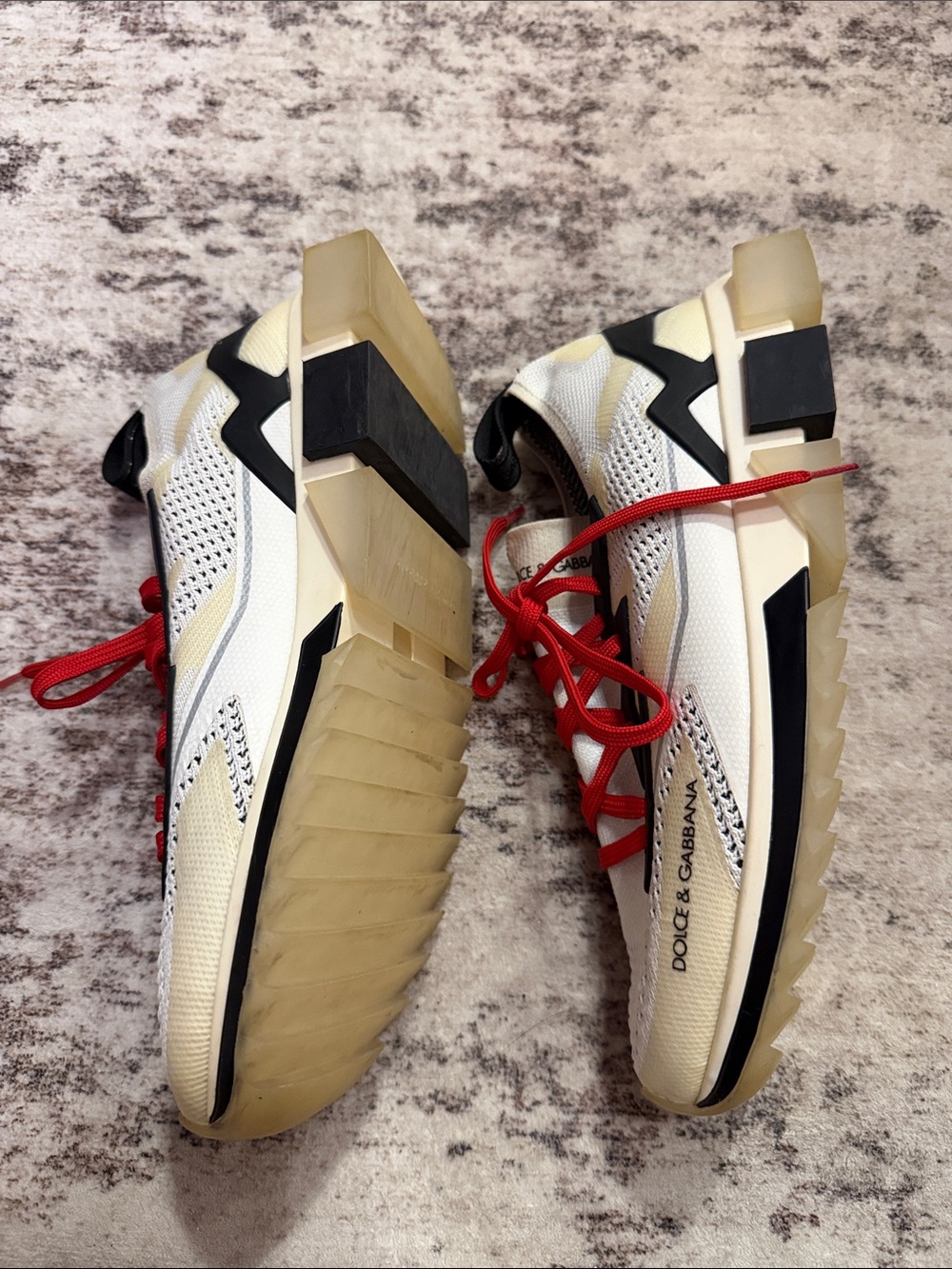 Dolce & Gabbana Men’s White Knit Sneakers with Red Laces - Picture 2 of 2
